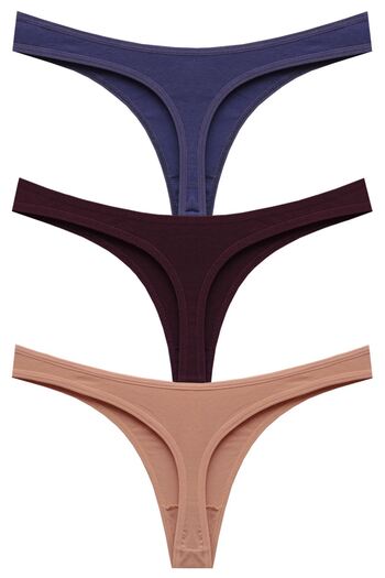 papatya lingerie Pachet economic de 3 bucăți Chiloți tanga din bumbac cu talie joasă Multicolor Bleumarin Chocolate Kitten Mouth