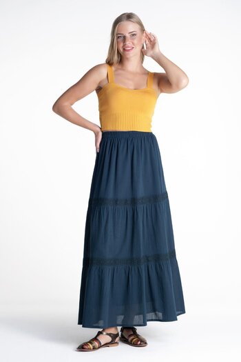 Eliş Şile Bezi Lacy Summer Skirt - Petrol Ptrl Long Sile Cloth