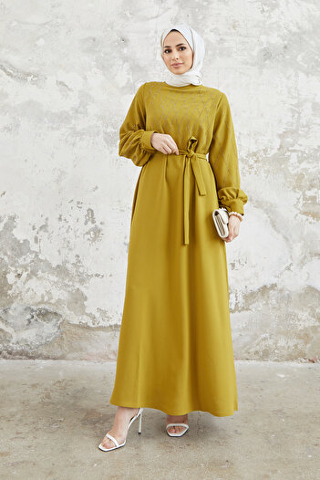VAVİNOR Pera Jeweled Dress - Oil Green