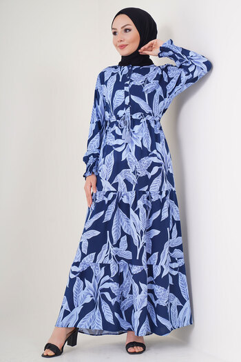 Bigdart 2145 Φόρεμα Hijab με σχέδια - A.Navy Blue