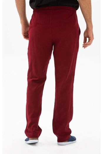 Eliş Şile Bezi Men's Trousers - Claret Red Brd - Şile Cloth Pocket Summer