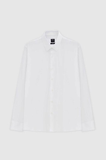 Tween Slim Fit Beyaz Düz Easy Care Gömlek