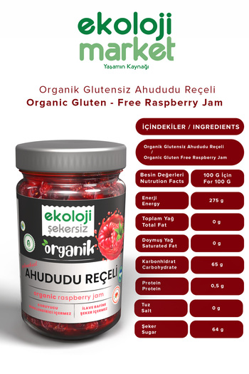 Ekoloji Market Organik Şekersiz Ahududu Reçeli 380 gr
