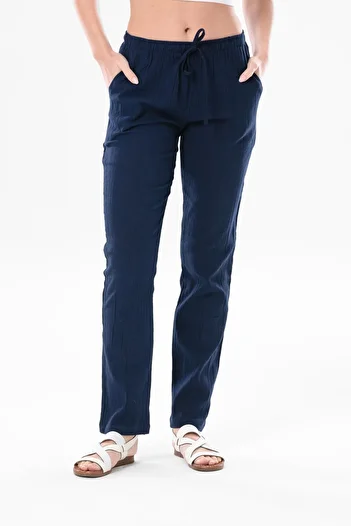 Eliş Şile Bezi Şile Cloth Double Pocket Unisex Summer Trousers Navy Blue Lcvt