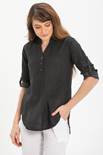 Eliş Şile Bezi Long Sleeve Shile Cloth Acacia Summer Blouse Smoked Fm