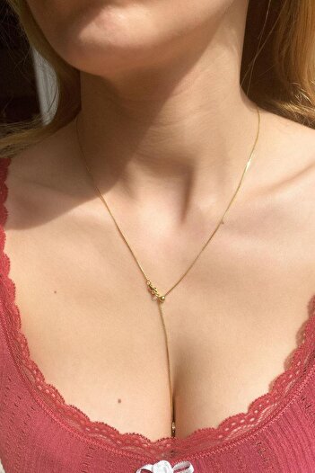Spossy Silver Jewelry Sallantılı Minimal Kalpli Y Kolye 60 cm