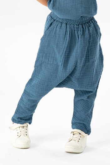 Eliş Şile Bezi Western Summer Muslin Girl's Shalwar Indigo indg