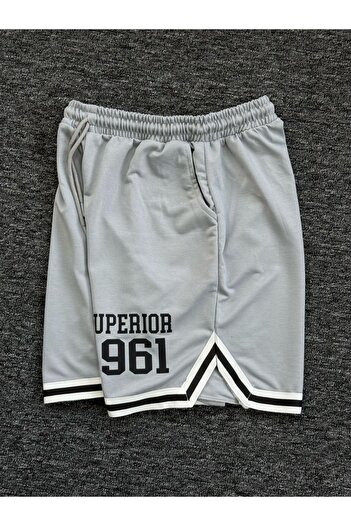 Altamira Men's Smoke Gray Superior Printed Leg Stripe Shorts
