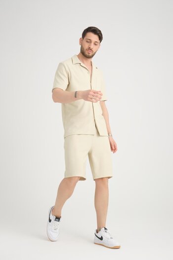 Store 100% Cotton, Modern Design Men's Shorts and Pocket Detailed Shirt Set