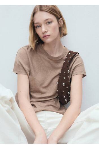MANGO Woman Regular Fit Linen T-Shirt