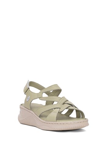Mammamia Green Women's Genuine Leather Wedge Sandals D25Ys-2265 Heel
