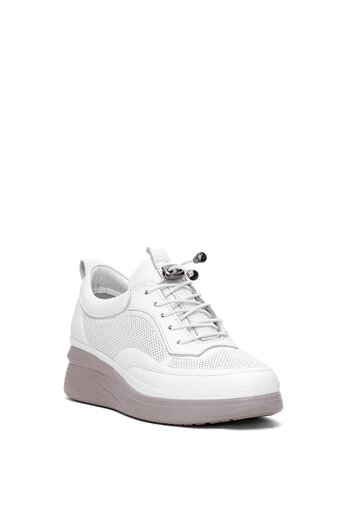 Ayakkabı Fuarı Elit Asasg121C Women's Genuine Leather Orthopedic Casual Shoes White