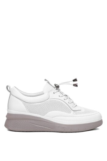 Ayakkabı Fuarı Elit Asasg121C Women's Genuine Leather Orthopedic Casual Shoes White