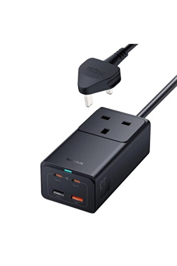 Baseus منصة شحن بقدرة 65 واط بمفذين USB ومنفذين تايب سي ومقبس فيش