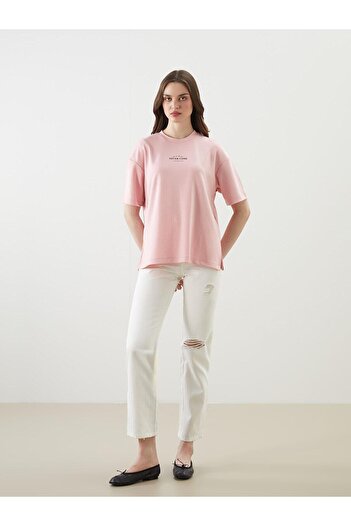 LC Waikiki Γυναικείο μπλουζάκι LCWAIKIKI Classic Crew Neck με στάμπα Oversize