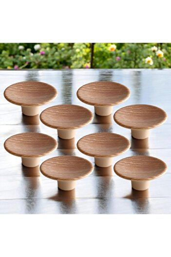 GLASWEN 8Pcs Bohemian Plastic Dish Handle Walnut Button Furniture Kitchen Wardrobe Cabinet Drawer Handle Handles