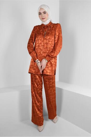 Alvina Satin Jacquard Double Set - With Trousers 43602