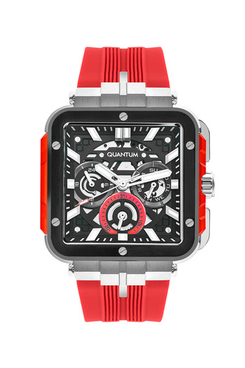 Quantum QUANTUM PWG1102.358 Men Multi Function Display Watch & Silicone Strap Red