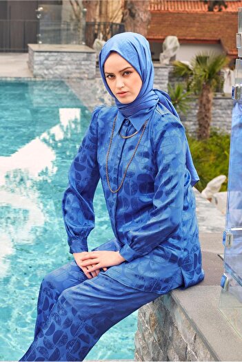 Alvina SATIN JACQUARD DOUBLE PANT SUIT 43602