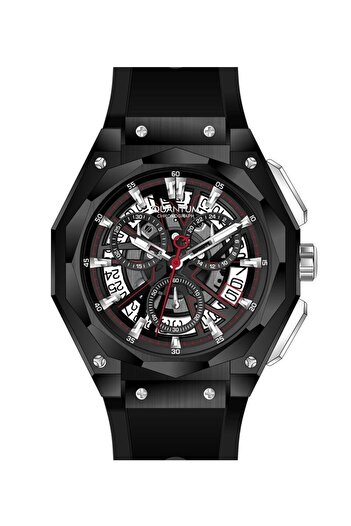 Quantum QUANTUM HNG1097.651 Men Chronograph Display Watch & Silicone Strap Black