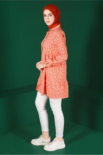 Alvina 42876 Model Flower Patterned Buttoned Tunic