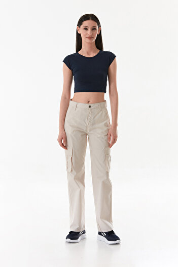 Fulla Moda Parachute Fabric Trousers with Cargo Pockets