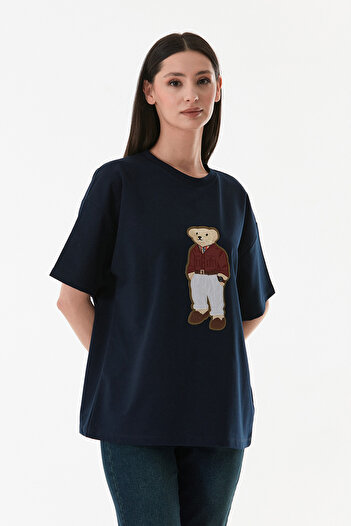 Fulla Moda Велика футболка з вишивкою ведмедика Тедді