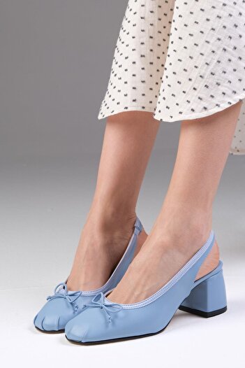 Mio Gusto Alyona Blue Color Heeled Women's Shoes