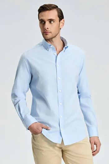 Hemington Pure Cotton Light Blue Thin Oxford Shirt