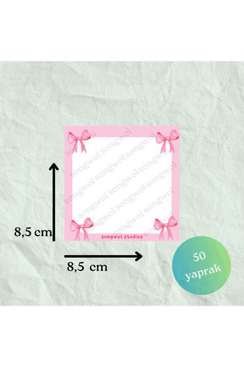 Songwol Studios Coquette, Koket, Pink Ribbon Memo Pad, Memopad, Notepad