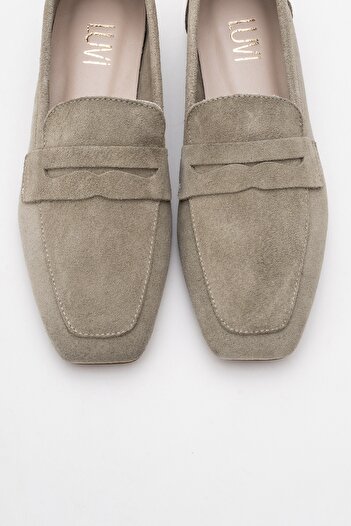LuviShoes MORNE Бежови велурени дамски мокасини от естествена кожа