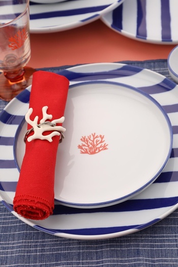 Kütahya Porselen Moderna 19 cm Flat Plate Coral Paradise - 4 Piece Set