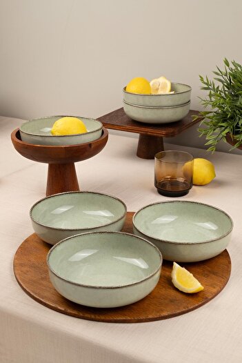 Kütahya Porselen Moderna 6 Piece Bowl, Green