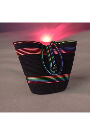 Hediyeninellitonu Straw Colored Large Beach Bag - Casual Handle Design, Special Handmade Bag