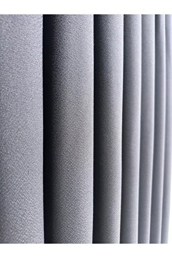 Taç Matsu Anthracite Cotton Background Curtain 1/3 Tight Pleat