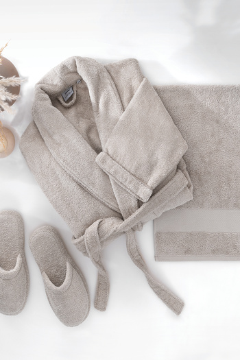 Yataş Essentials 3-Piece Bathroom Set - Beige Slippers (39-41)