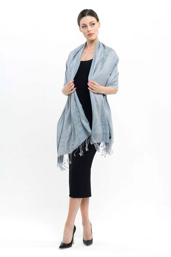 K&B PASHMINA Shawl - Gray - Polyester Free