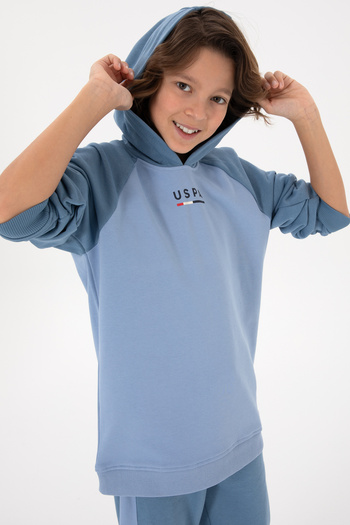 U.S. Polo Assn. Erkek Çocuk Açık Mavi Kapüşonlu Sweatshirt 50293495-VR003