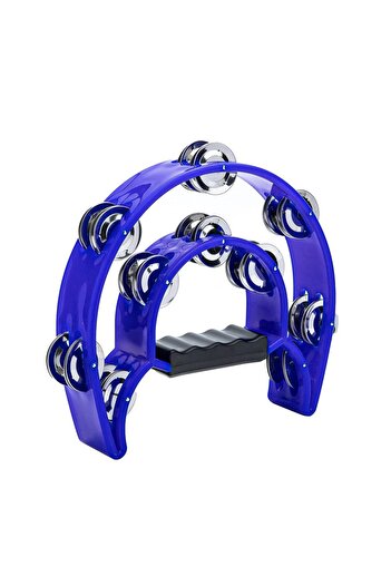 Choice1 Dark Blue Tambourine Double Row Metal Jingles Hand Held Percussion Half-Moon Tambourines Musical Ins