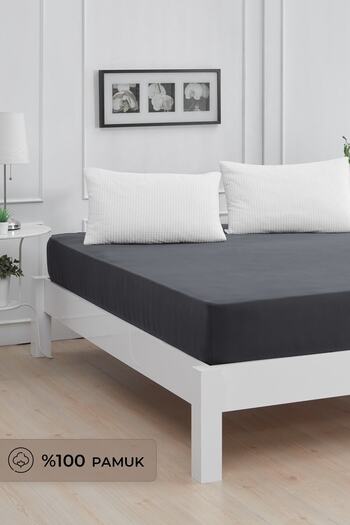 Mislina Home Roza Baby Kids Elastic Combed Cotton Sheet Anthracite