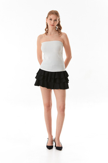 Fulla Moda Basic Strapless Bustier with Draped Sides
