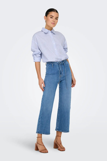 ONLY Only Women's Onlrmin Stone Detailed Long Sleeve Cotton Shirt 15352703   Blue