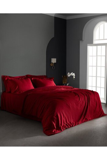 Madame Coco Lune Doppel-Bettbezug-Set aus Bambus-Satin, Rot