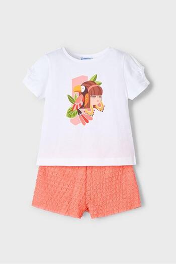 MAYORAL Girl's 3-8 Years Old Parrot Patterned Double Shorts Set 3211