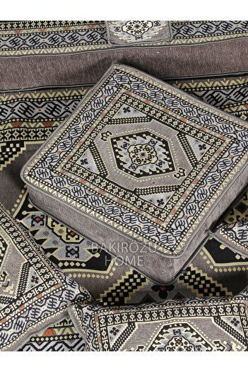 BAKIRÖZÜ HOME Şark Köşesi Takımı (20 CM MİNDER KALINLIĞI) Gri Yahyalı  Modeli 19 Parça