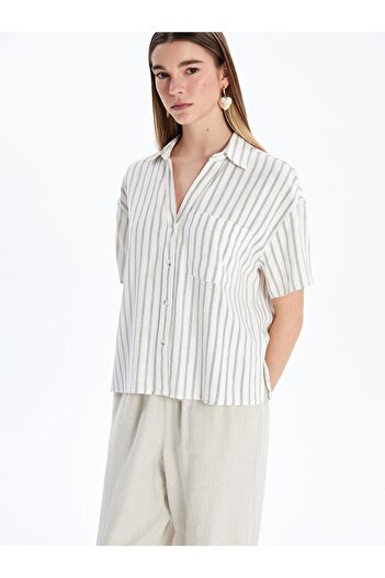LC Waikiki Xside Striped Linen Look Women's Shirt