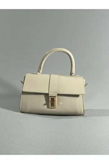 RumyaCollection Women's Mini Cross Strap Buckle Closure Hand and Shoulder Bag Cream