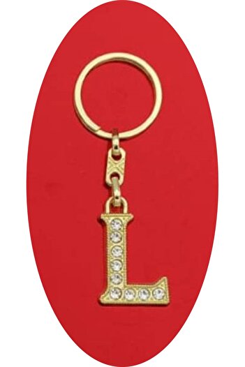 TAN EXPRESS Letter L Metal Keychain with Rhinestone, Gold Color (9X4X2.5 cm), 1 Pcs