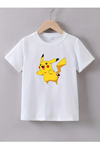 makiteks Bumbac de calitate pieptănat Băieți Fete Tricou imprimat pentru copii 5 6 7 8 9 10 11 12 13 14 ani Pokemon Pikachu