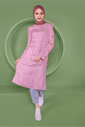 Alvina Sleeve Strap Button Detailed Strap Tunic 41442